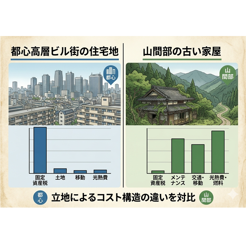 都市部と地方の空き家コスト比較