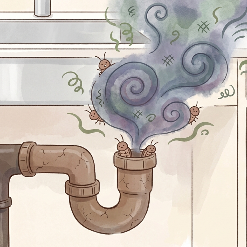 排水口から虫が来る